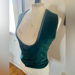 Vintage 70s Green Velvet Halter Vest - Men’s/Unisex Large - After Six